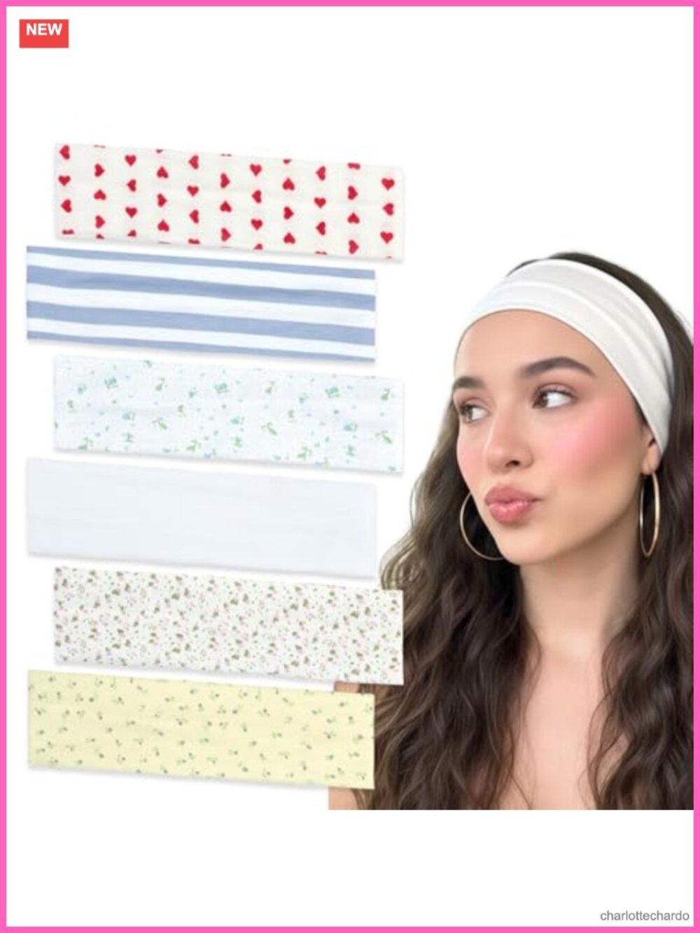 6 Pc Flower Headbands Non Slip Wide Elastic Hair Accessories for Yoga